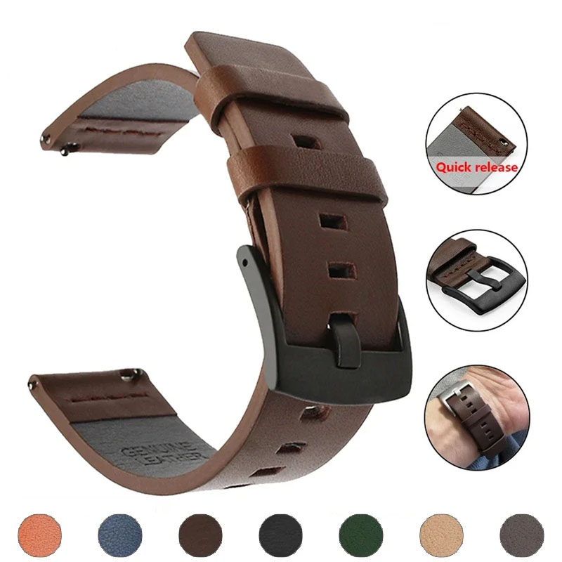 Leather Strap Quick Release - 20mm 22mm pulseira de relógio de